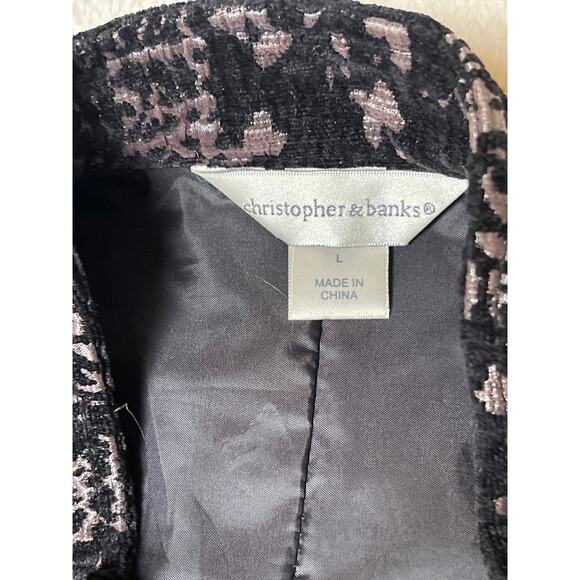 Christopher & Banks Women's Velvet Metallic Whimsygoth Office Jacket L Black - Picture 6 of 11